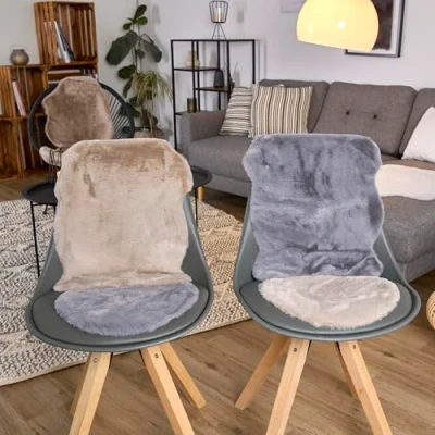 Afbeelding van Hoogwaardig imitatiebont vloerkleed fluffy woonkamer hoogpolig lamsvel schapenvacht accessoire decoratief set van 4 grijs 40 x 60 cm