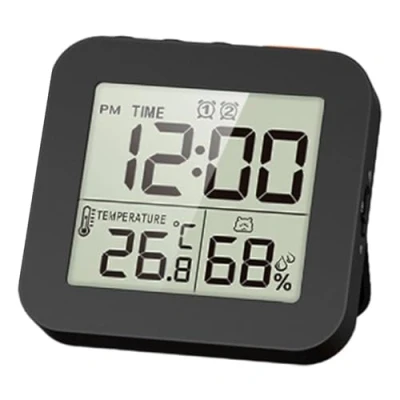 Afbeelding van Easnea digitale doucheklok badkamer timer klok keuken wandklok waterdichte douche met LCD display voor (zwart)