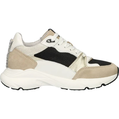 Afbeelding van Maruti Raven Sneakers laag, Dames, Maat: 36, Beige black white Leer