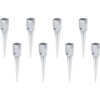 Afbeelding van Alberts 208110 Set van 8 grondhulzen voor vierkante houten palen, met verstelbare pot thermisch verzinkt 91 x mm totale lengte 750