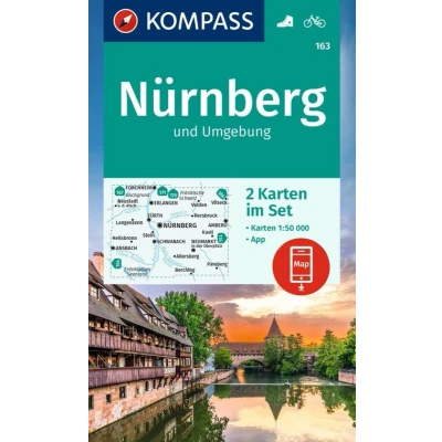 Afbeelding van KOMPASS Wanderkarten Set 163 Nürnberg und Umgebung (2 Karten) 1:50.000: inklusive Karte zur offline Verwendung in der App. Fahrradfahren.