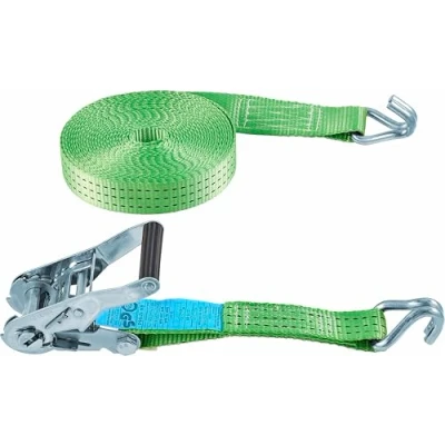 Afbeelding van Connex Spanband tweedelig 8 m x 38 mm 3000 kg maximale belastbaarheid met spanratel &amp; puntige haak van polyester/spanband/ladingbeveiliging/ratelgordel / DY270606