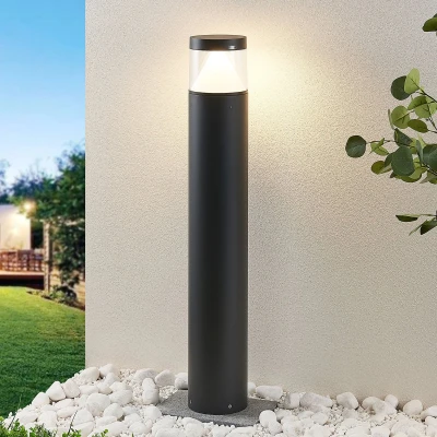 Afbeelding van Lucande LED buitenlamp 1licht drukgegoten aluminium, kunststof H: 100 cm donkergrijs, wit Inclusief lichtbron