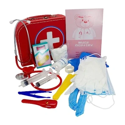 Afbeelding van Dokterskoffer voor kinderen, dokterskoffer, 26 delig, met veel accessoires en functionele stethoscoop 37352