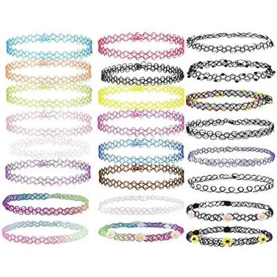 Afbeelding van Meet shop halsketting choker henna tattoo gothic stretch met elastische hanger ensembl (24 stuks)