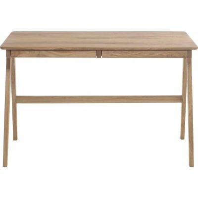 Afbeelding van MCA furniture Bureau Delia Noesteiken massief hout geolied met laden, breedte 120 cm