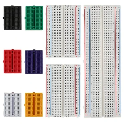 Afbeelding van HUAREW Breadboard Kit Mini steekbord 170 punten (6 kleuren, 6 stuks) + 400 soldevrij (2 Bread Board 830 (1
