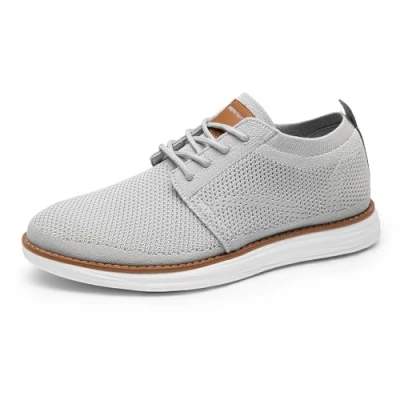 Afbeelding van Bruno Marc Heren KnitFlex Breeze Mesh Sneakers Oxfords Lace Up Lichtgewicht Casual Wandelschoenen, 01 Grijs, 44 EU