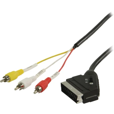 Afbeelding van Valueline 2,00 m schakelbare scart stekker naar 3 x RCA stekker, zwart