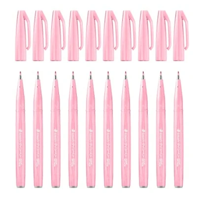 Afbeelding van Pentel SES15C P3X Brush Sign Pen lichtroze, vezelpen, borstelachtige punt, 10 stuks