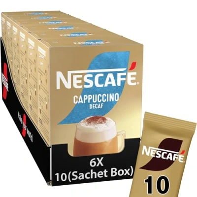 Afbeelding van Nescafé Gold Cappuccino Decafé oploskoffie ongezoet 6 doosjes à 10 zakjes