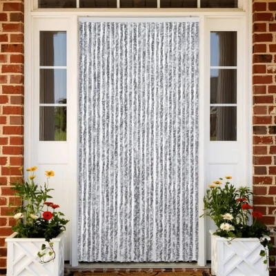 Afbeelding van vidaXL Vliegengordijn 120x220 cm chenille wit en grijs