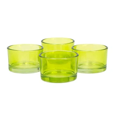 Afbeelding van Creativery Theelichtglazen klein 51x33 mm set 4 stuks theelichthouders glas kleurkeuze: meigroen 550 / limoengroen lichtgroen