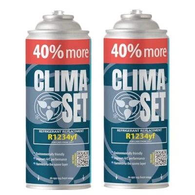 Afbeelding van ClimaSet R1234yf koelmiddel vervangend gas airconditioning auto gasfles 2x235 g navulling set camper ECO