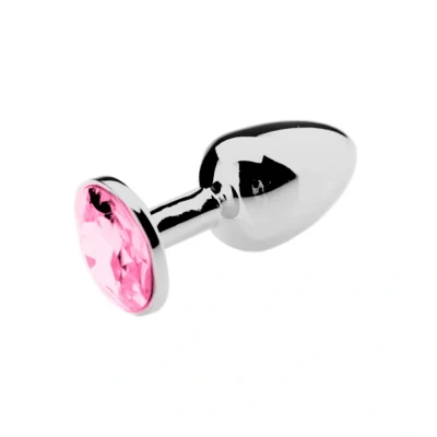 Afbeelding van RVS Buttplug met Roze Siersteen L