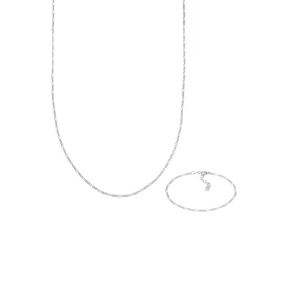 Afbeelding van Elli 2 PACK Basic Ketting, Dames, Maat: 42, Silber