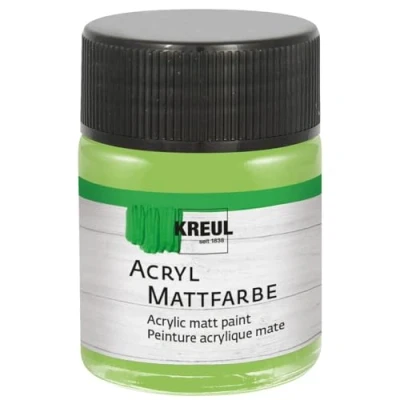 Afbeelding van KREUL 75542 Matte acrylverf, meigroen in een potje van 50 ml, romig dekkende, sneldrogende verf op waterbasis, geschikt voor vele verschillende ondergronden