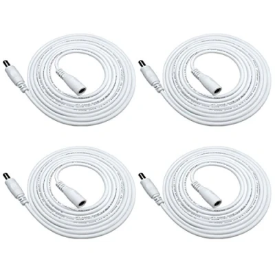 Afbeelding van Liwinting DC Verlengkabel 5.5mm x 2.1mm Aansluitkabel Gelijkstroom Connector Kabel Splitter Man vrouw voor Voeding, CCTV Camera Power 4pcs 2m Wit