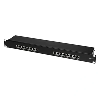 Afbeelding van LogiLink Professional EconLine Cat.6 (250 MHz) patchpaneel verdelerveld, 19&quot;, STP (afgeschermd) 16 Port (RJ45), NP0057, zwart