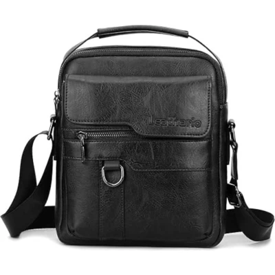 Afbeelding van Leathario leren schoudertas voor heren, messger bag, tas zakelijke retro