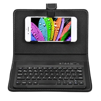 Afbeelding van Bluetooth toetsenbord, draadloos toetsenbord + toetsenbordstandaard PU lederen reisstandaard Case Cover(black)