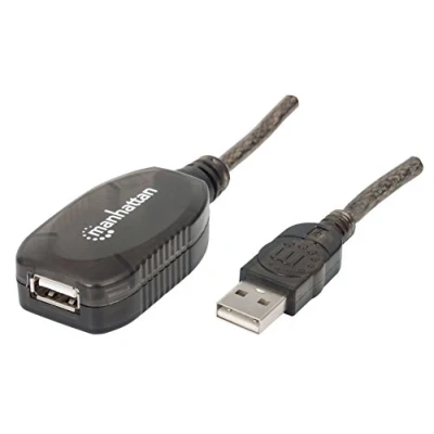 Afbeelding van Manhattan USB kabel 2.0 A stekker, bus 20.00 m Zwart 150958