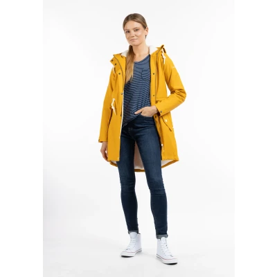 Afbeelding van Regenjas met nepbont voering DREIMASTER XXL / Mosterd 100% Polyester