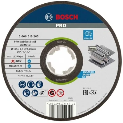 Afbeelding van Bosch Accessoires X LOCK Slijpschijf Expert for Inox 125x1.6x22.23mm, recht 1 stuk(s) 2608619265