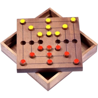 Afbeelding van Mill Bordspel Klassiek Molenspel met Houten Bord Strategisch Denkspel voor 2 Spelers Gezelschapsspel Kinderen en Volwassenen Nostalgisch Familiespel