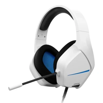 Afbeelding van KROM KOPA MOVE Wit Hoofdtelefoon 50 mm stereogeluid, Geïntegreerde volumeregeling en microfoon, Verstelbare lichtgewicht hoofdband, 3,5mm jack aansluiting,