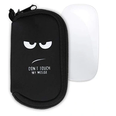 Afbeelding van kwmobile Hoes compatibel met Apple Magic Mouse 1/2 Hoesje voor muis in wit/zwart Don&#039;t Touch My
