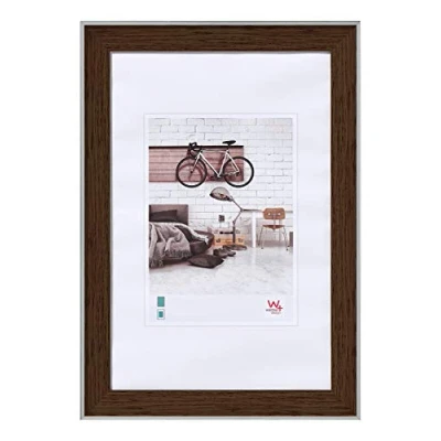 Afbeelding van walther design fotolijst walnoot 13 x 18 cm met zilveren buitenrand, bohemian lijst EN318N