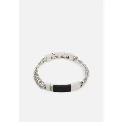 Afbeelding van Fossil JF04411040 Armband Texture Plaque staal zilverkleurig zwart