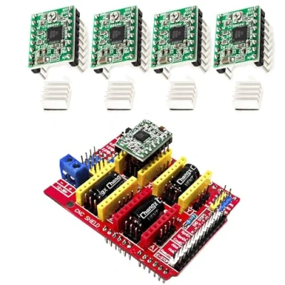 Afbeelding van CNC schild v3 graveermachine expansion board met 4 stuks A4988 driver koellichaam 3D printer compatibel