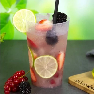 Afbeelding van silverkitchen 50 herbruikbare drinkbekers 400 ml transparant kwaliteit Made in Germany duurzame bekers van PP (0,4 liter)