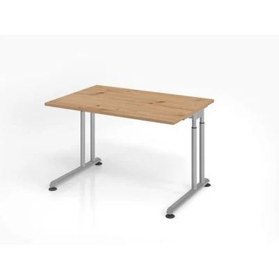 Afbeelding van ZENO 12 S 120x80 Bureau Tafelhoogte I In hoogte verstelbaar Essen Eik/Zilver