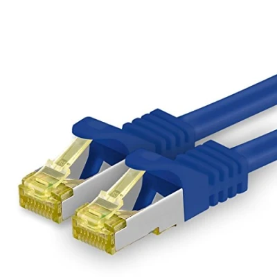 Afbeelding van 1aTTack.de Cat.7 netwerkkabel 0,5m blauw 1 stuk Cat7 Ethernet kabel netwerk LAN ruwe 10 Gb s SFTP PIMF LSZH set patchkabel met Rj 45 plug Cat.6a