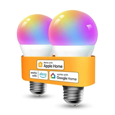 Afbeelding van Refoss WiFi Connected Bulb, E27 LED Compatibel met Apple HomeKit, Alexa/Google Home, 810LM, 9W 2700K 6500K, RGBWW Dimbaar (Equivalent 60W) Voice Command, Afstandsbediening, 2 stuks