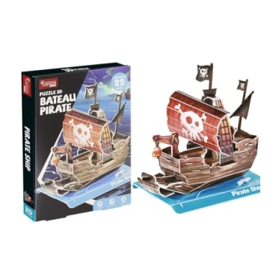 Afbeelding van EXPLORA Piratenschip 3D Puzzels 540013 22 Stukken Niveau 2 Zonder Lijm of Schaar Educatief Bouwspel Kindercadeau Model Vanaf 5 jaar