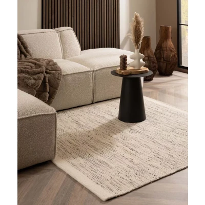 Afbeelding van Wollen Vloerkleed Vierkant Ulstein Wit/zwart 200x200 Cm