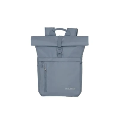 Afbeelding van travelite Bagagerugzak met laptopvak 15,6 inch, Bagage serie Basics Daypack Rollup: Praktische rugzak oprolfunctie, 60 cm, 35 liter, 800 gram, blauw (rook), Rucksack Klassiek