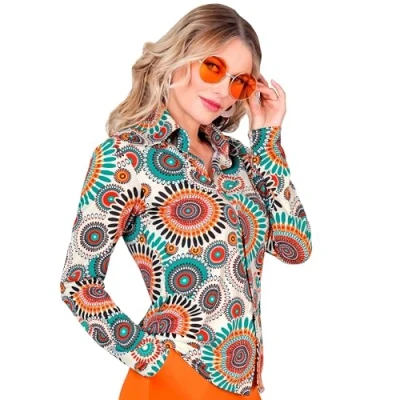 Afbeelding van WIDMANN MILANO PARTY FASHION 60 damesblouse, hippie, reggae, flower power, disco fever, slagmove