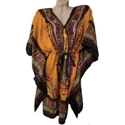 Afbeelding van Kaftan Tuniek Jurk Middellang Oranjebruin Maat One size (345)