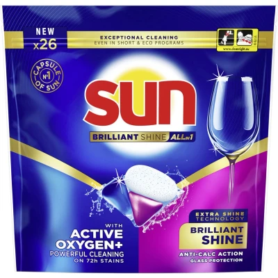 Afbeelding van Sun Brilliant Shine All in 1 Vaatwascapsules 26 stuks