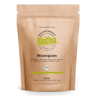 Afbeelding van Biotiva Tarwegluten Bio 1kg Tarweglutenpoeder Voorraadverpakking Bevat eiwit Voor het bakken van brood en banket Gevuld gecontroleerd in Duitsland (DE ÖKO 005)