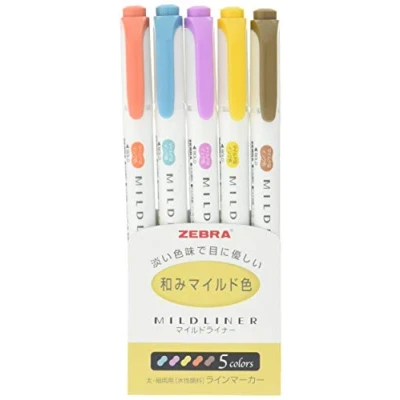 Afbeelding van Zebra milde liner RC 5 kleuren set WKT7 5C (japan import)