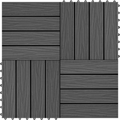 Afbeelding van vidaXL Terrastegels diep reliëf 30x30 cm 1 m² HKC zwart 11 st