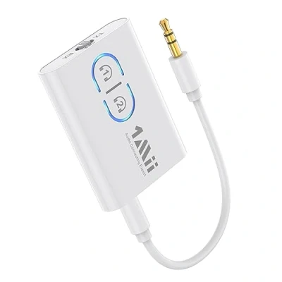 Afbeelding van 1Mii ML300 Bluetooth 5.3 Adapter Transmitter voor TV Audio naar 2 hoofdtelefoons, in 1 zender ontvanger jack 3.5 stereo installatie/vliegtuig aptX Adaptive