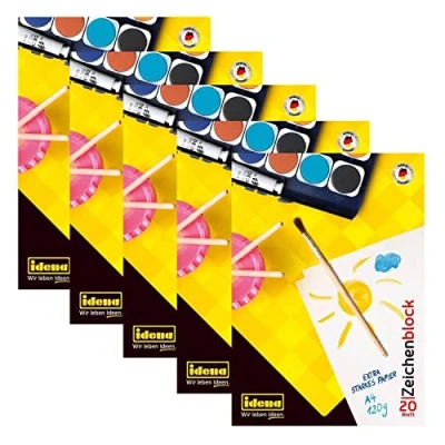 Afbeelding van Idena 10387 Tekenblok, DIN A4, 20 vel, 120 g/m², 5 stuks
