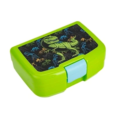 Afbeelding van P:os 35298 Cool Kids lunchbox voor kinderen met dino motief, plastic één compartiment en clipsluiting, kleuterschool, school vrije tijd